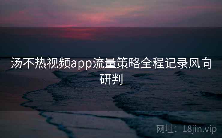 汤不热视频app流量策略全程记录风向研判 汤不热视频app流量策略全程记录风向研判